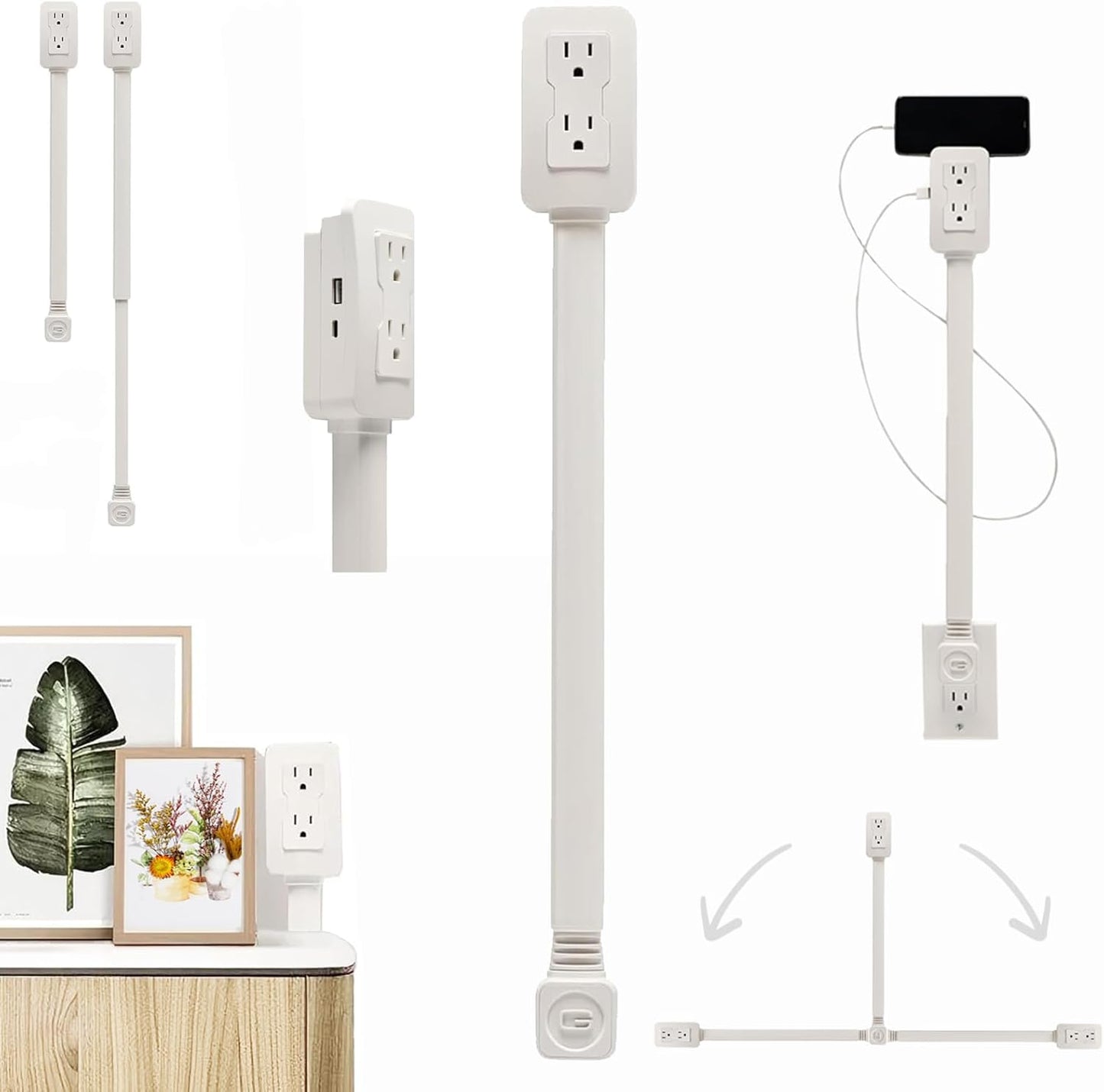 Retractable Power Socket Electrical Outlet Extender Stick