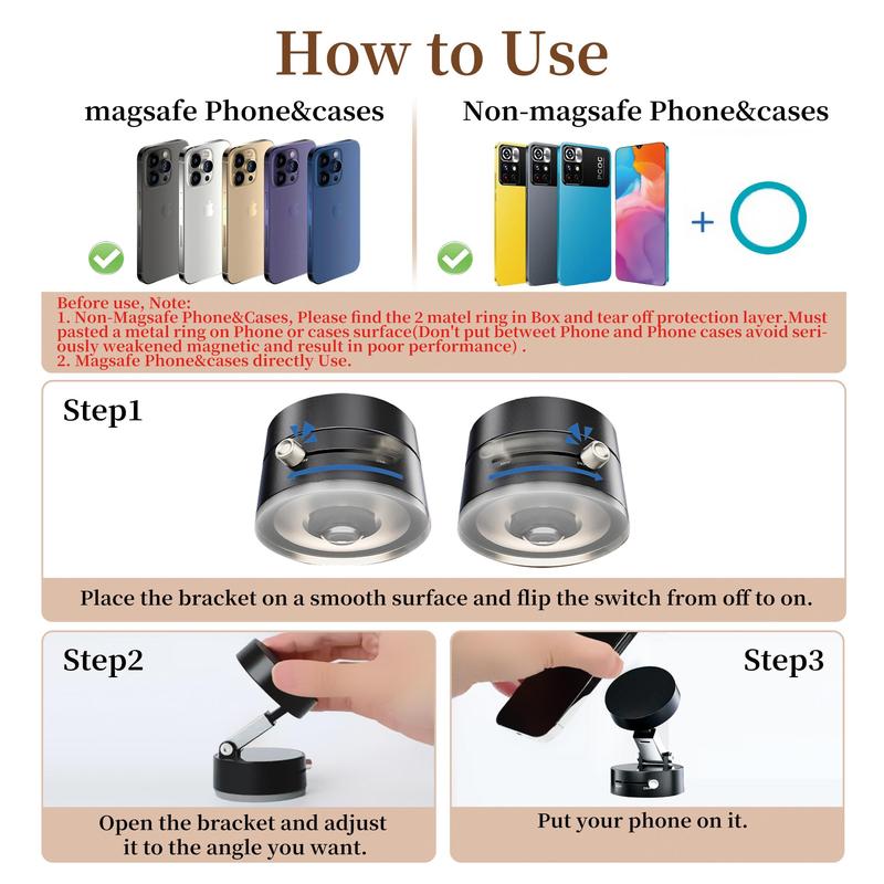 360-Degree Rotating Magnetic Adjustable Height Phone Holder